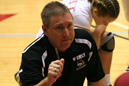 IU East coach Charlie Brown is pumped for the Red Wolves' match against Ohio Dominican.
